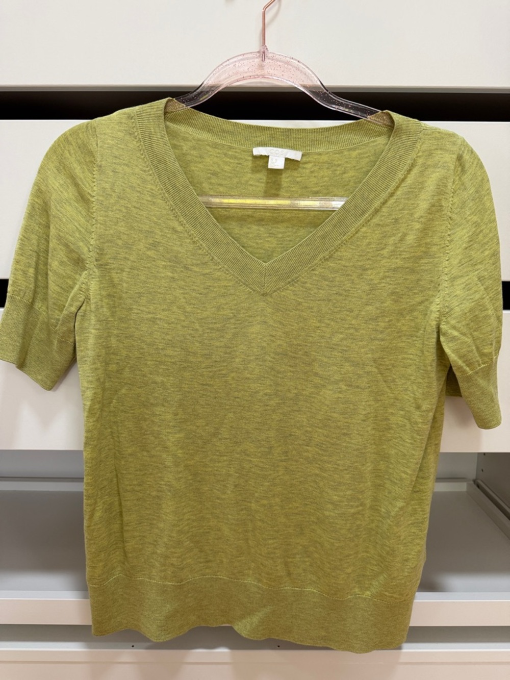 COS Light Green Cotton and Silk Short Sleeve Top